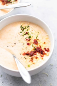 Easy and tasty POTATO SOUP RECIPE with creamy, texture and cheesy flavor! | lecremedelacrumb.com