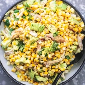 CHICKEN AVOCADO CORN SALAD easy healthy recipe | lecremedelacrumb.com