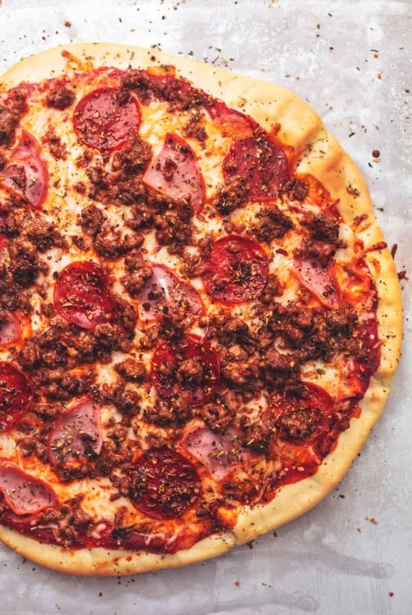 Meat Lovers Pizza recipe | lecremedelacrumb.com