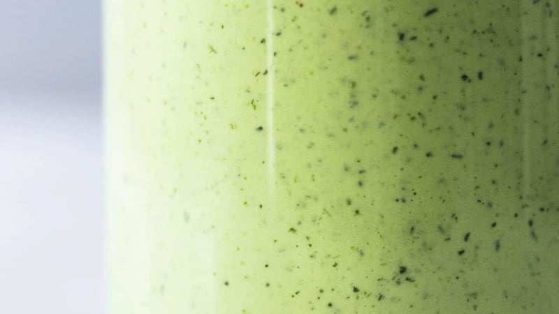 healthy cilantro avocado ranch dressing in a bottle