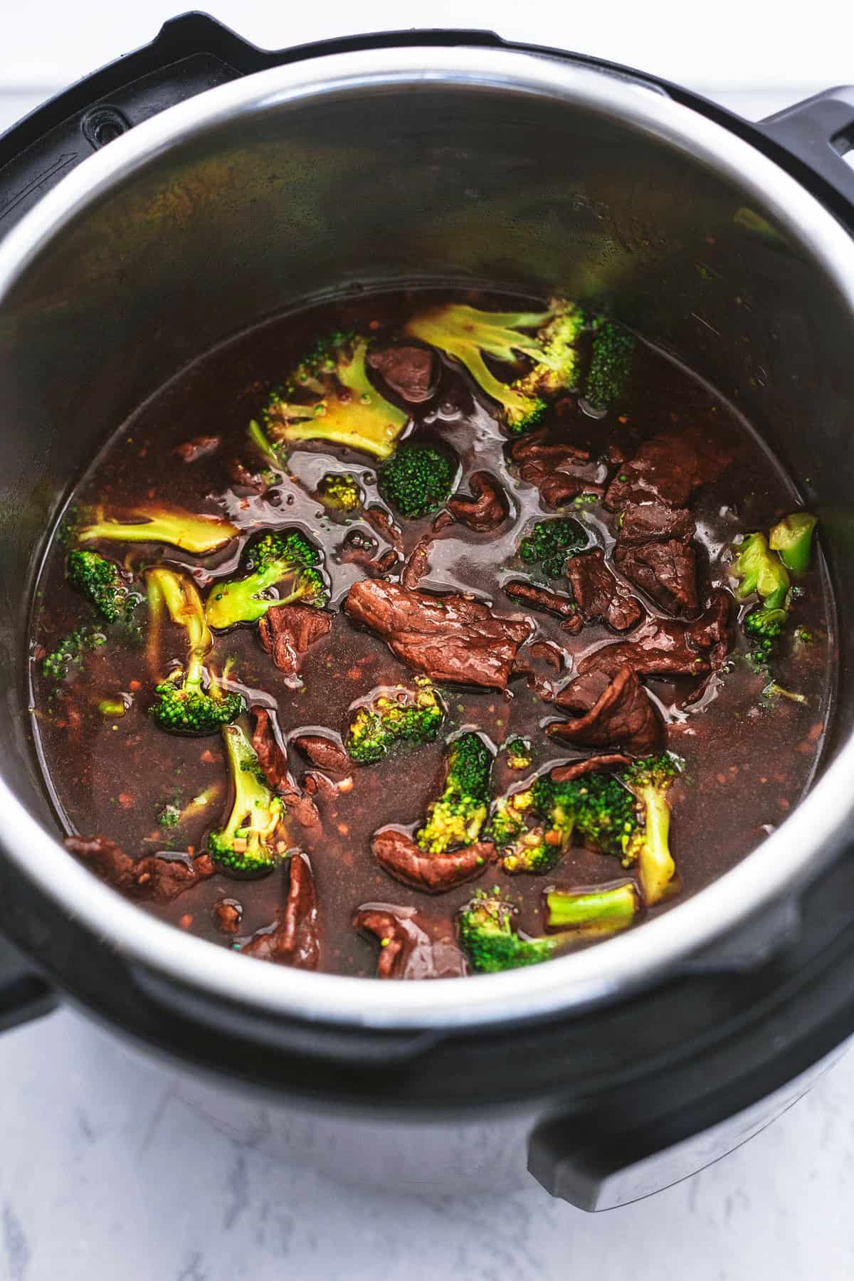 broccoli and beef in pressure cooker.