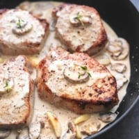 Pork Chops with Creamy Mushroom Sauce easy dinner recipe | lecremedelacrumb.com