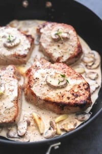 Pork Chops with Creamy Mushroom Sauce easy dinner recipe | lecremedelacrumb.com