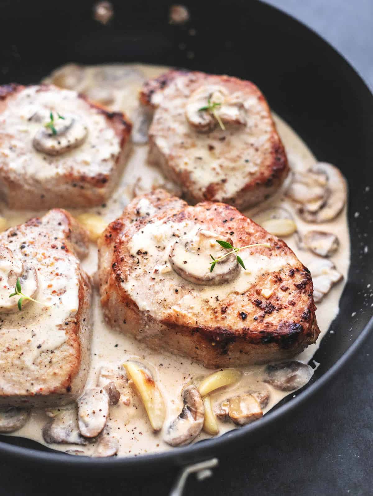 Baked Pork Chops with Creamy Mushroom Sauce - Creme De La Crumb