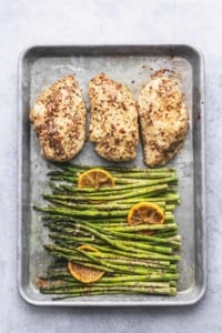 Easy healthy Sheet Pan Chicken and Asparagus dinner recipe | lecremedelacrumb.com