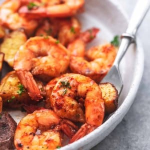 shrimp on a fork up close