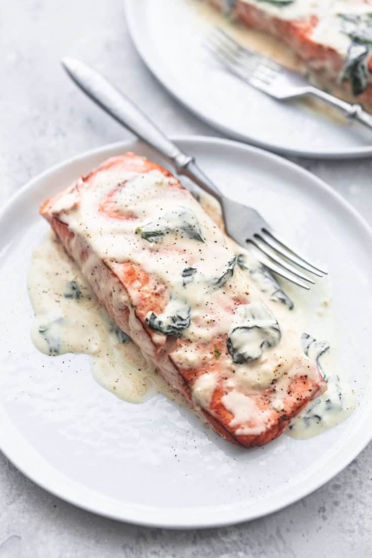Salmon with Spinach Cream Sauce Creme De La Crumb
