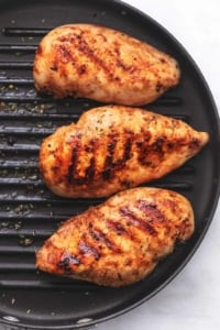 chicken breasts on a grill pan