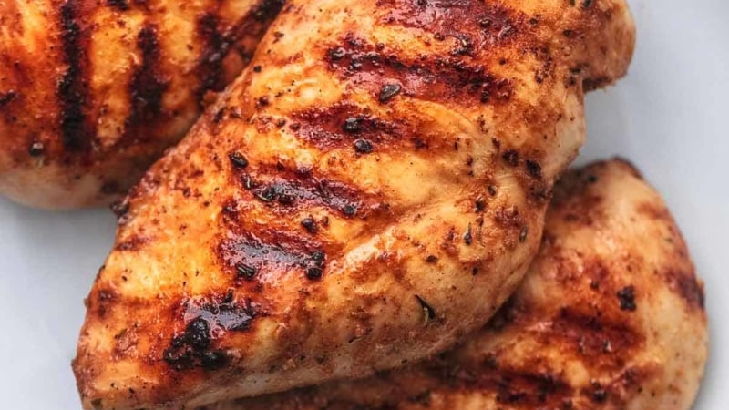 grilled chicken overhead on a plate