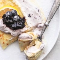 up close crepe with blueberry filling