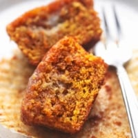 up close carrot muffin cut in half