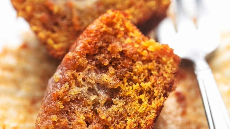 up close carrot muffin cut in half