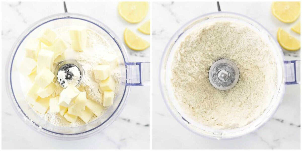 Step 2 in prepping cream cheese lemon bars.