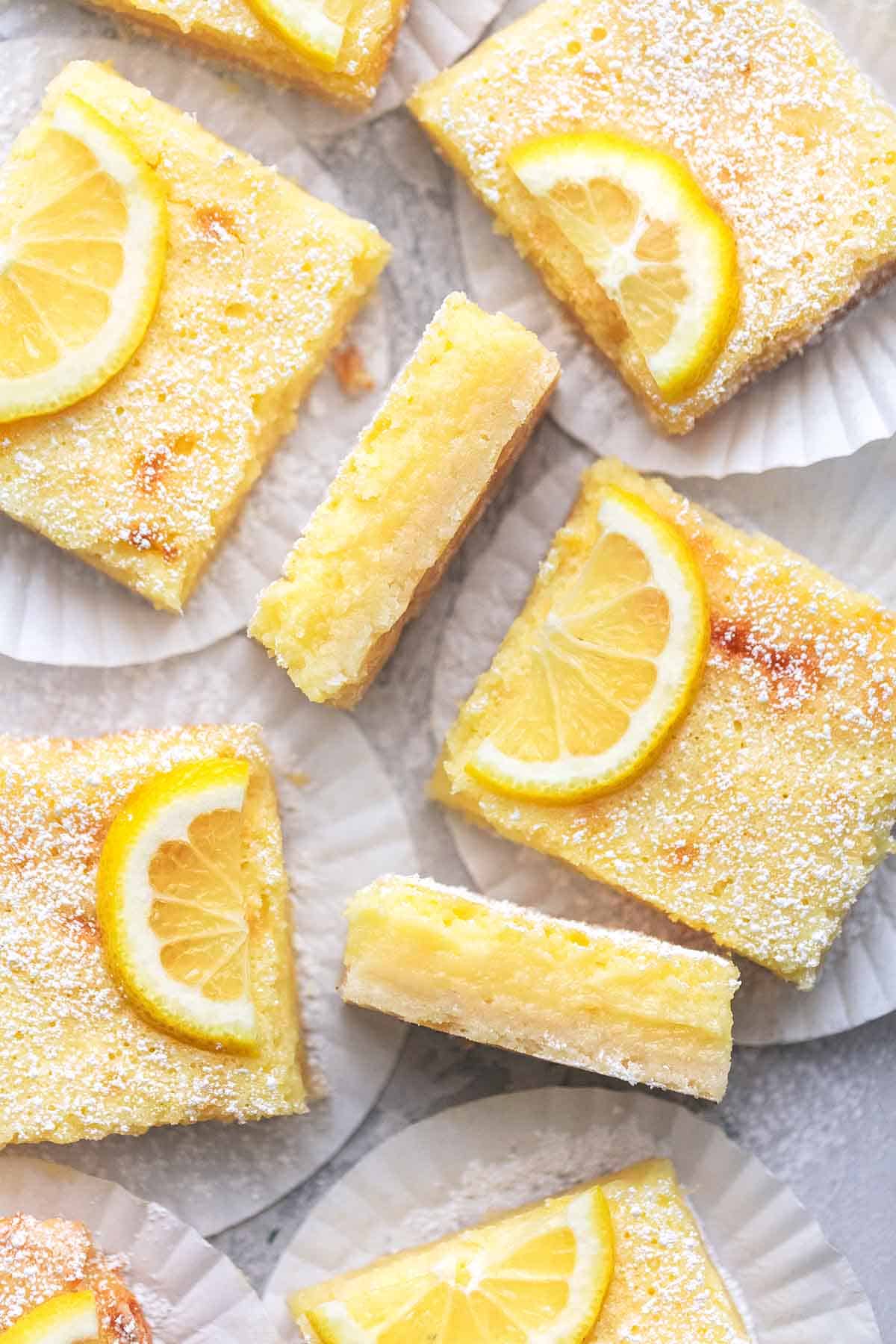 up close overhead lemon bars