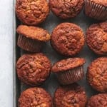 overhead muffins on pan