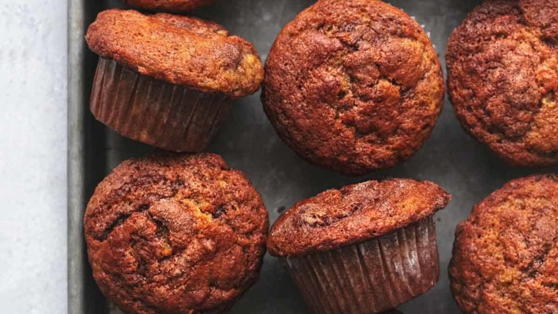 overhead muffins on pan