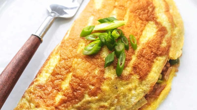 up close japanese rice omelet