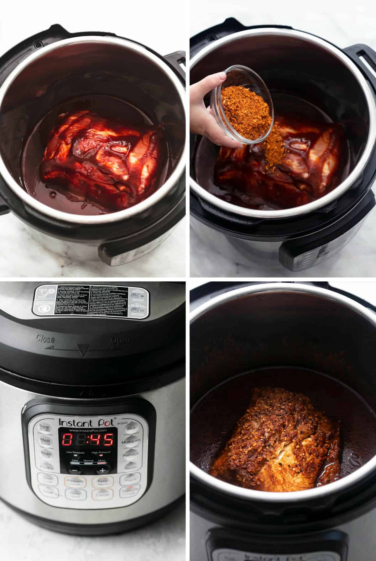 collage showing how to make pulled pork step by step.