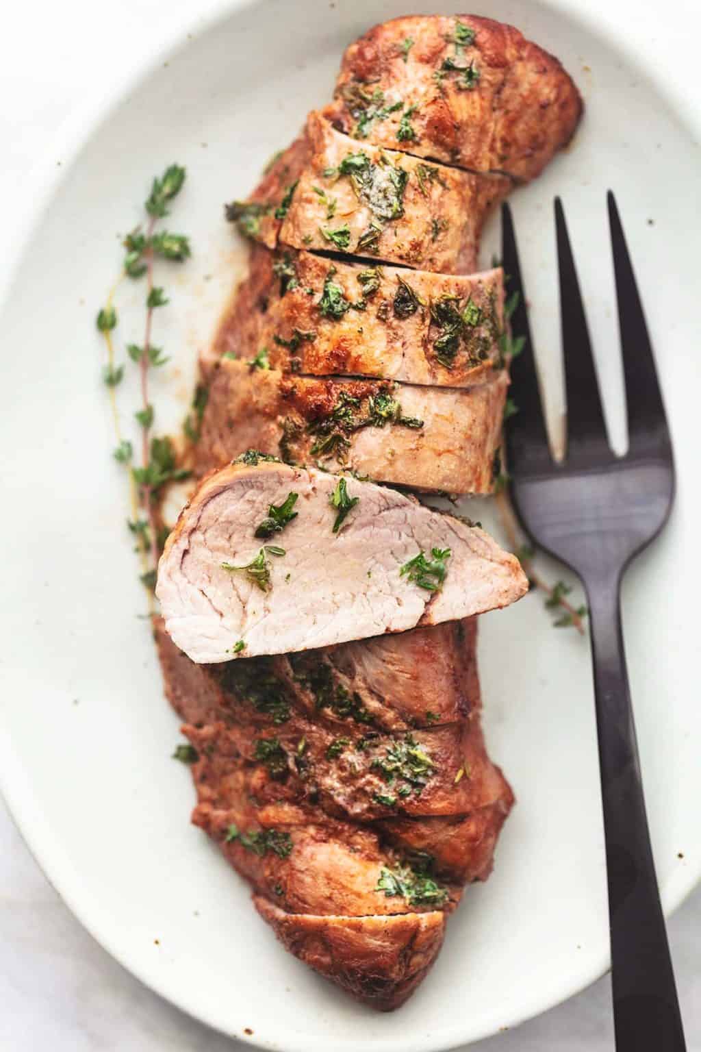 Garlic Butter Roasted Pork Tenderloin - Creme De La Crumb