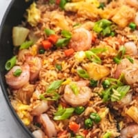 up close shrimp and pineapple fried rice