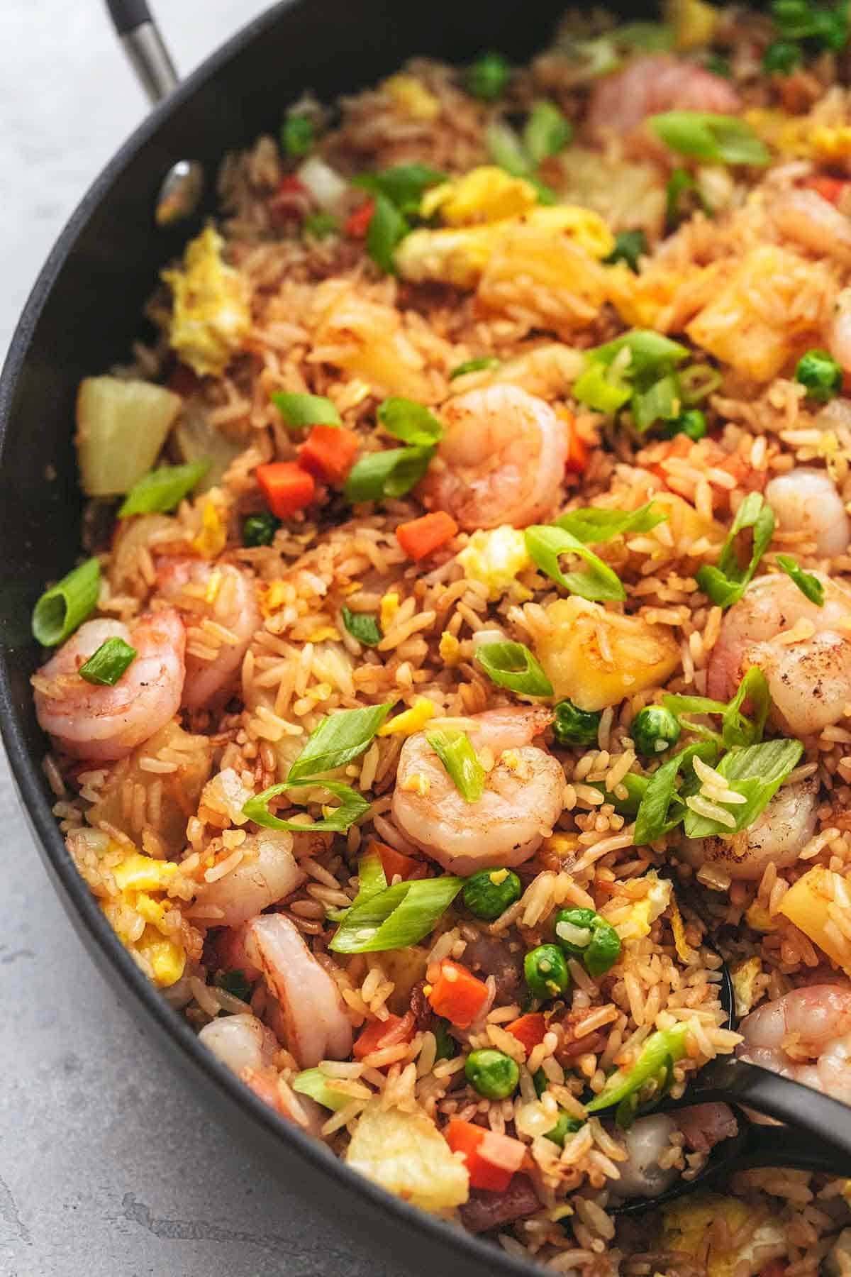 up close shrimp and pineapple fried rice 