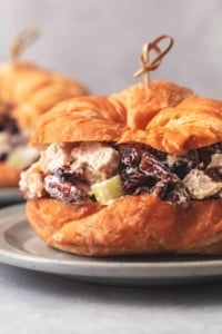 chicken salad on croissant closeup