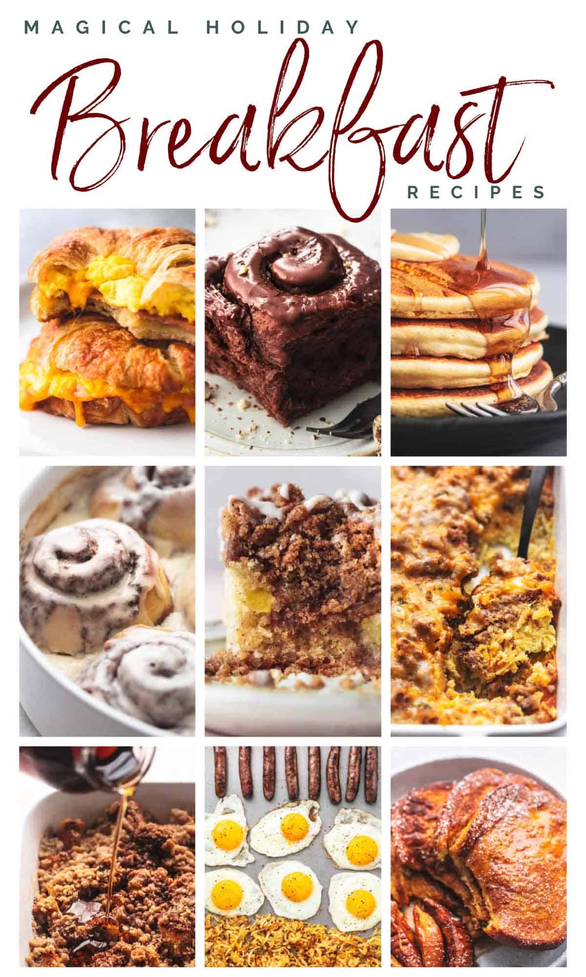 collage of nine images showing breakfast recipes