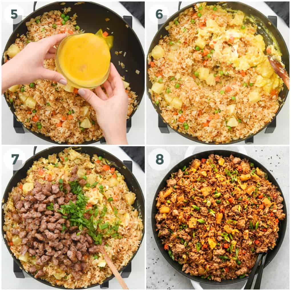 four steps of preparing fried rice recipe
