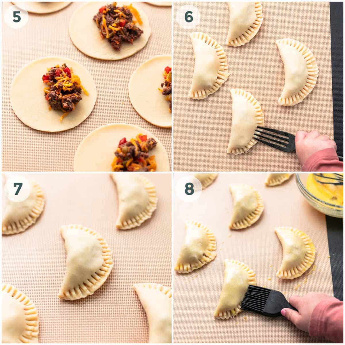 four steps of preparing empanadas