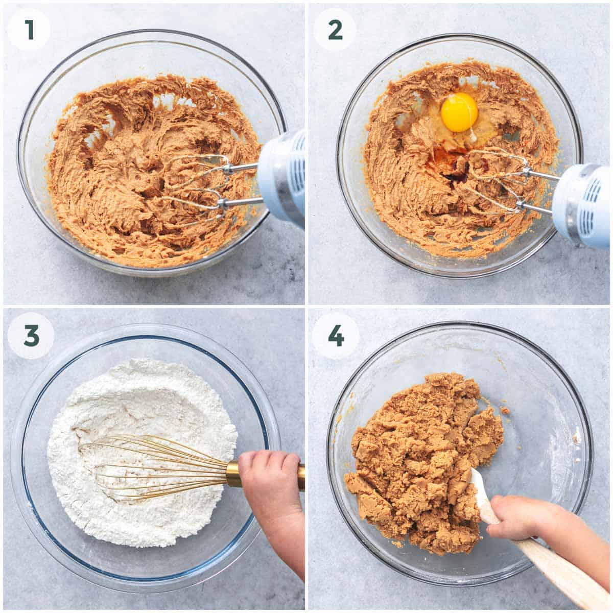 four steps of preparing cookie dough