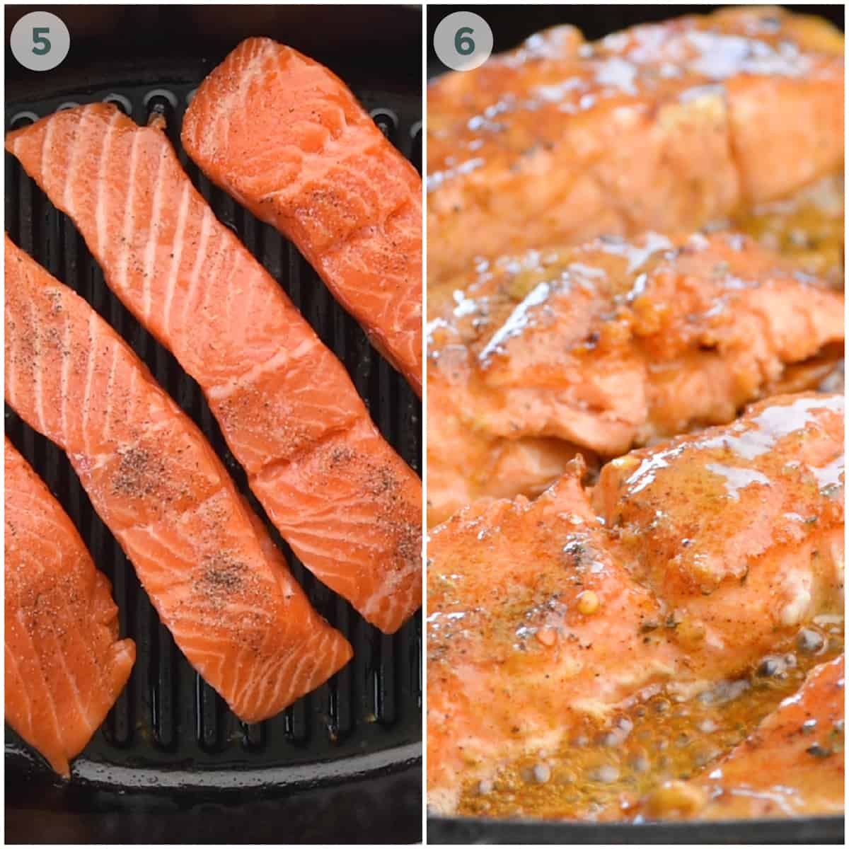 two steps of grilling salmon