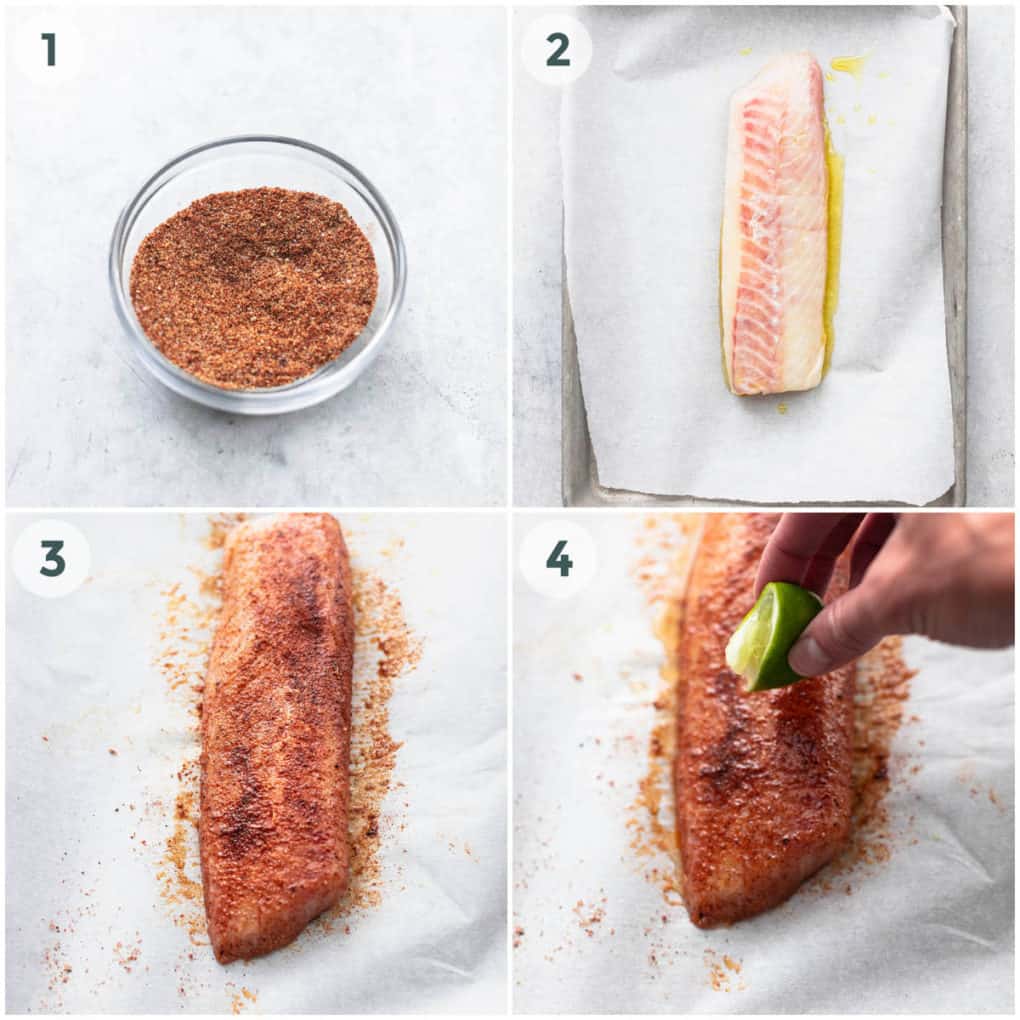 four steps of preparing baked fish