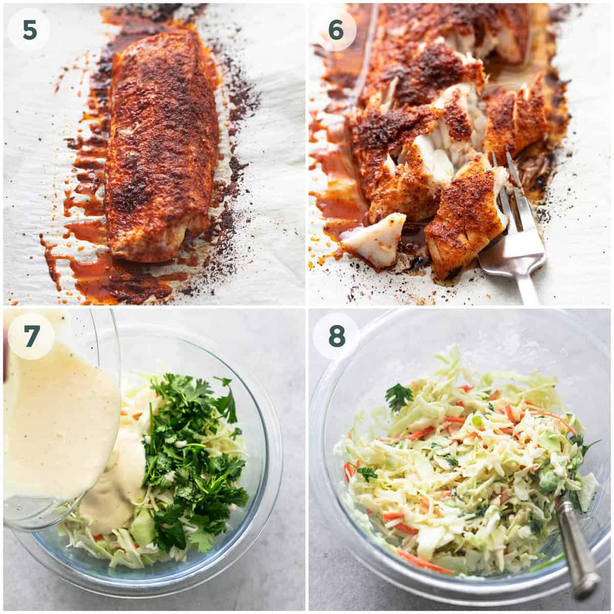 four steps of preparing fish tacos