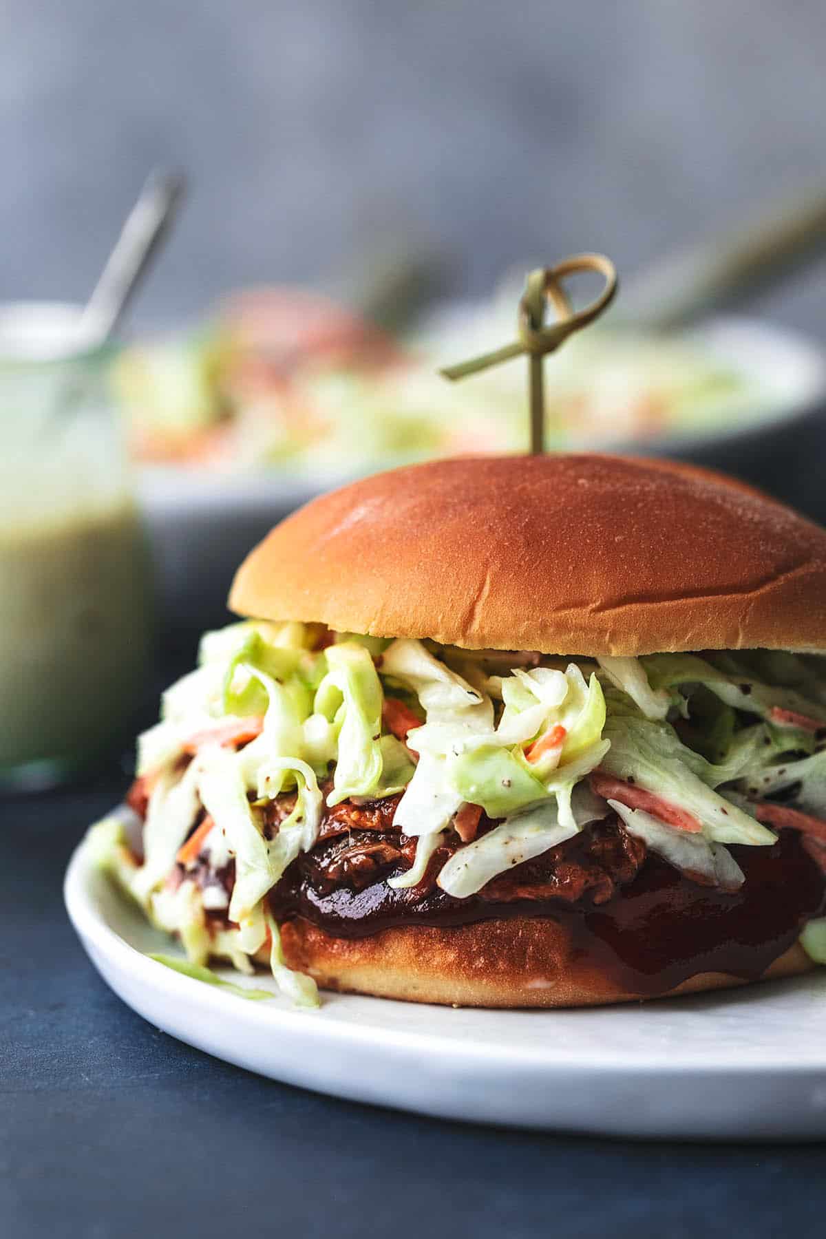 pulled pork sandwich on plate