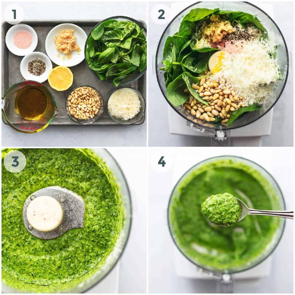 four steps for preparation of pesto