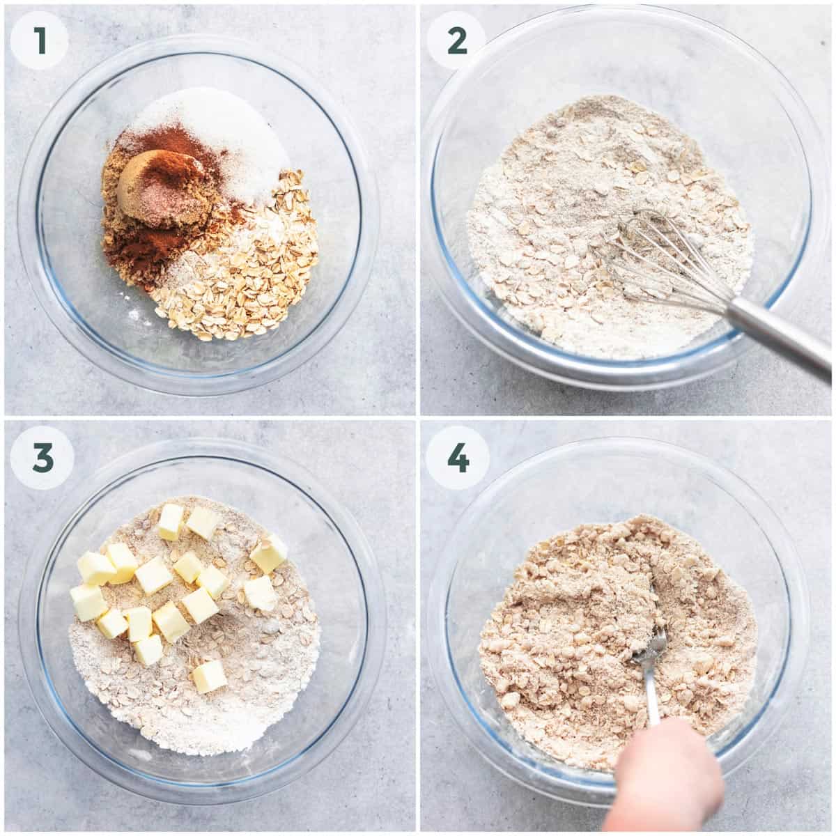 four steps of making crisp topping