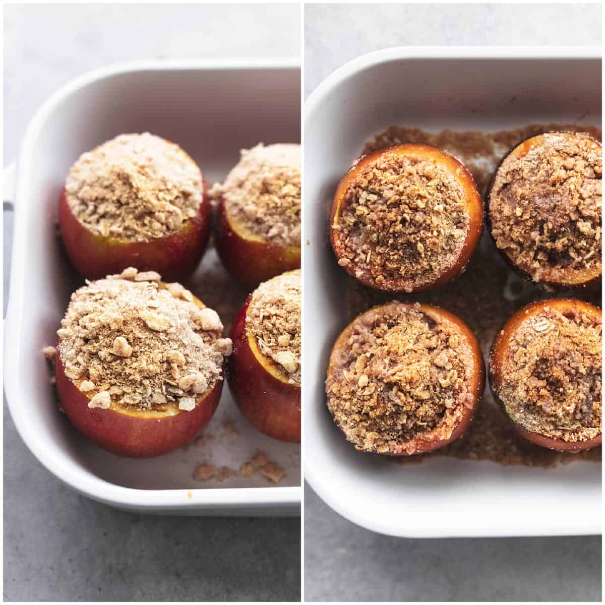two steps of baking apples