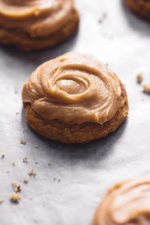 Pumpkin Cookies With Brown Sugar Frosting | lecremedelacrumb.com