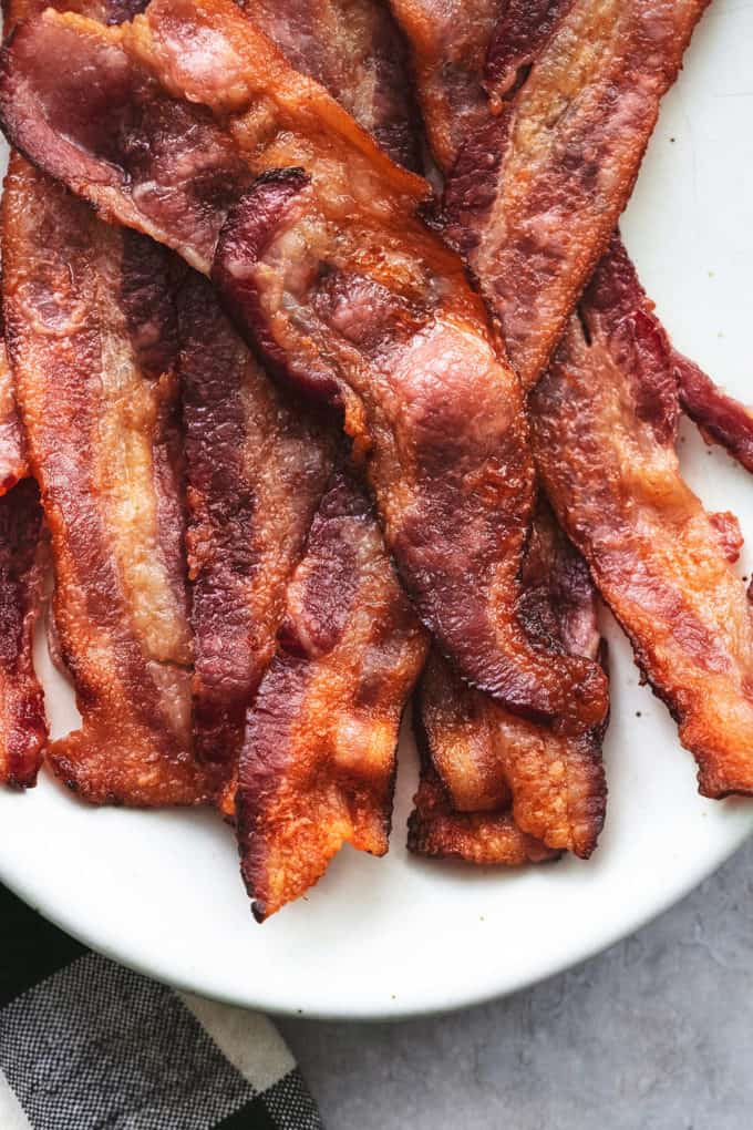 up close view of cooked bacon strips