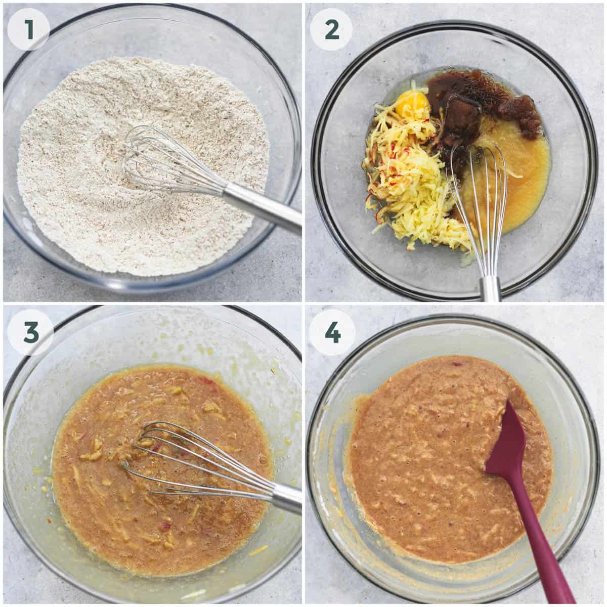 four steps in preparing cake batter