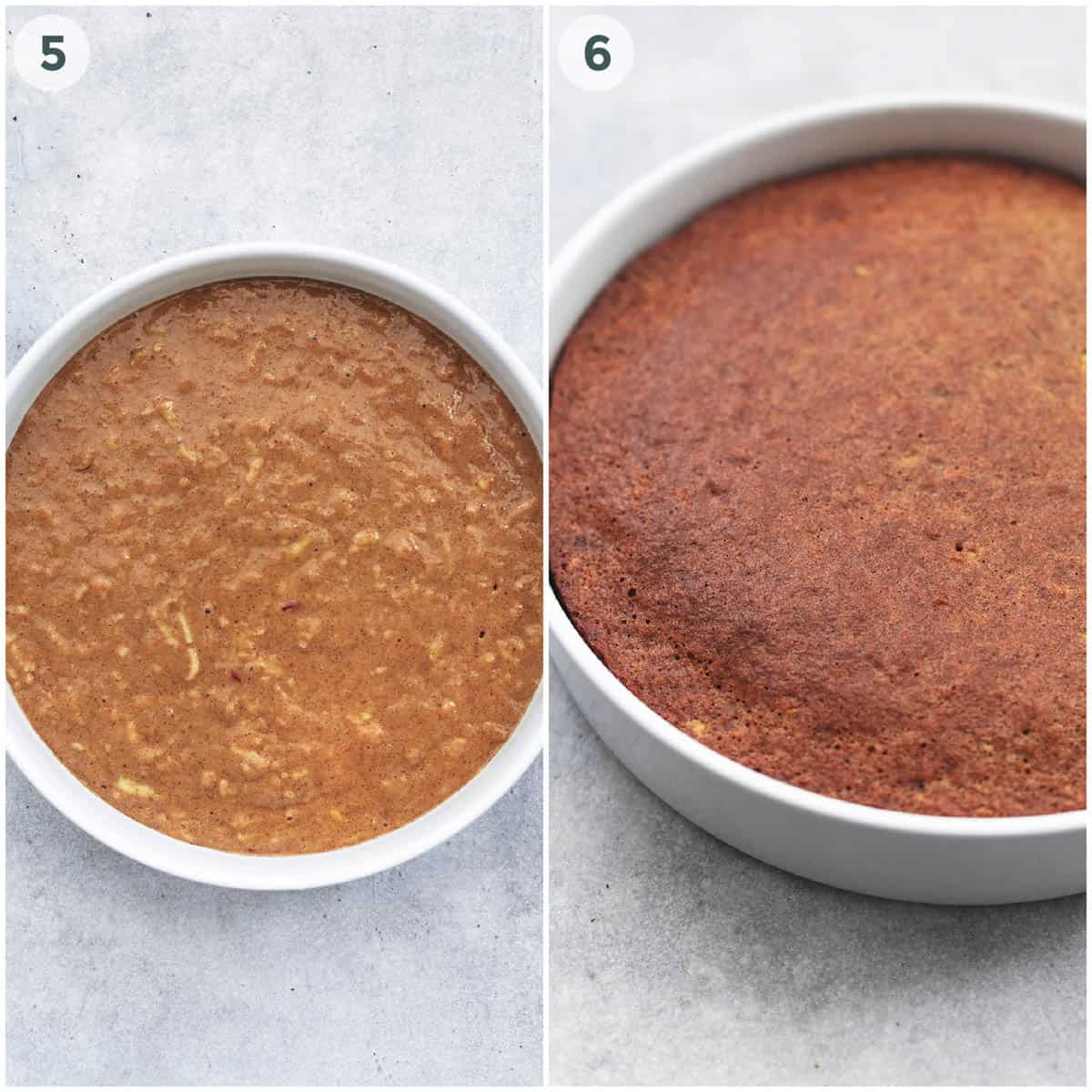 two steps of baking a round cake