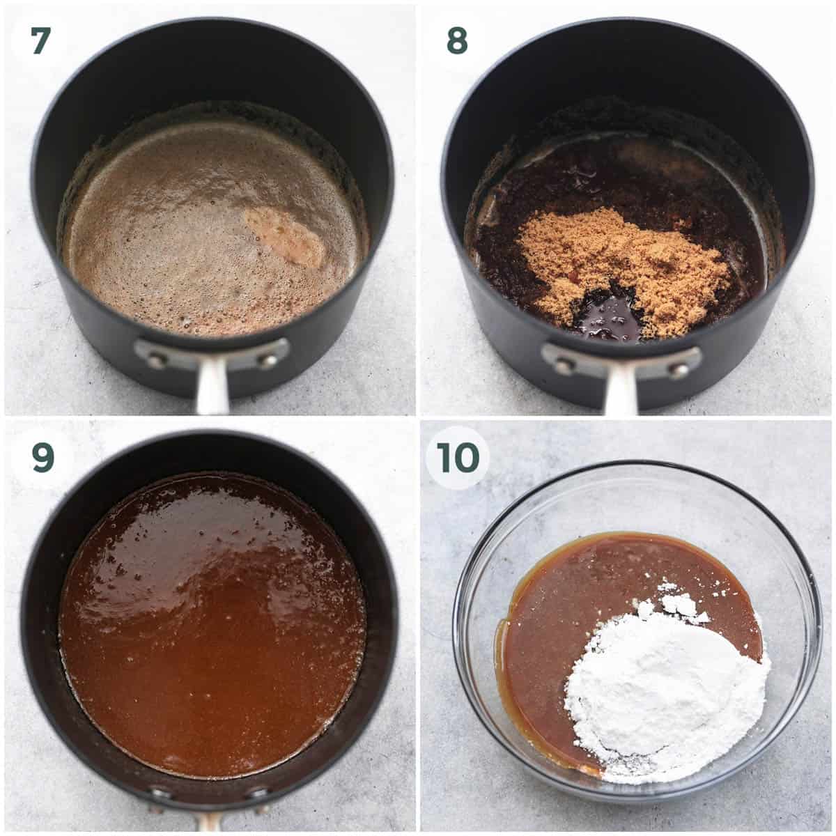 four steps of making brown sugar frosting