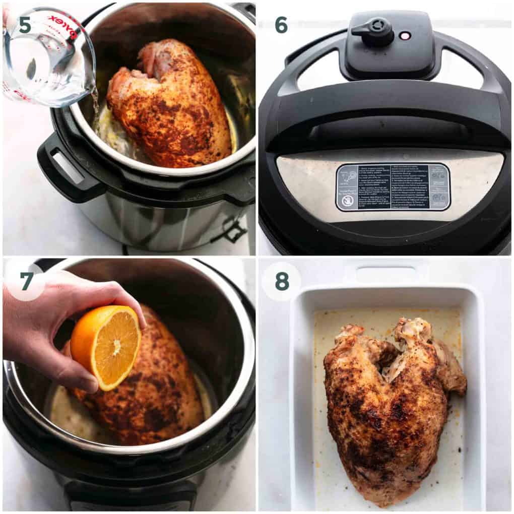 four steps of preparing instant pot turkey breast