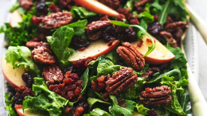 platter of apple and pecan salad with cranberries