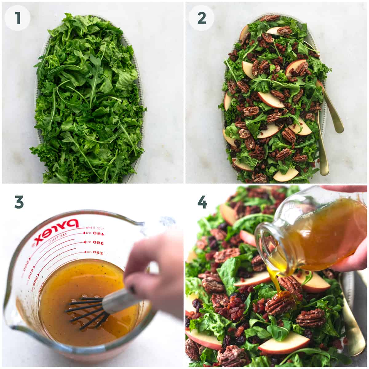 four steps of preparing salad