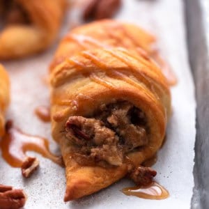 pecan pie croissants on sheet pan