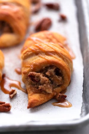 pecan pie croissants on sheet pan