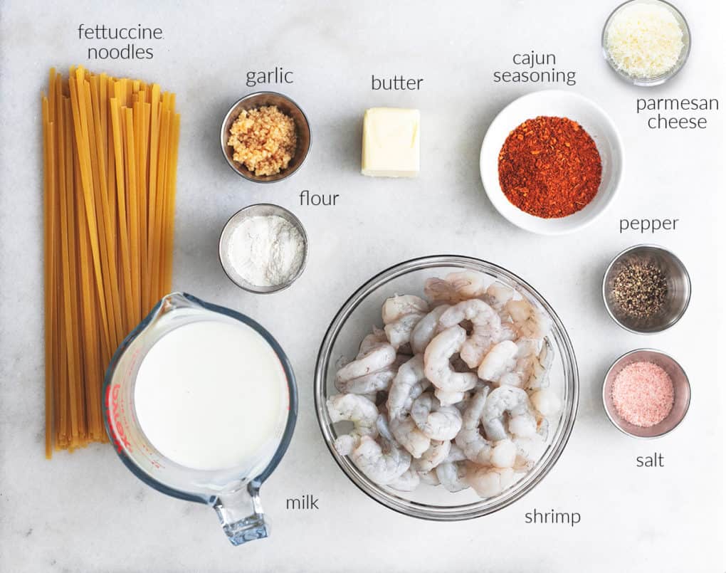 ingredients for shrimp fettuccine alfredo