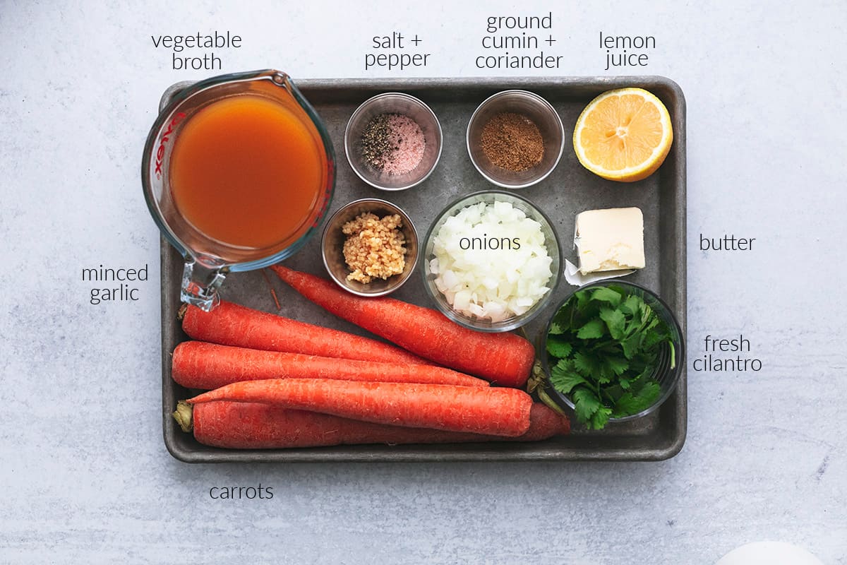 ingredients for carrot coriander soup
