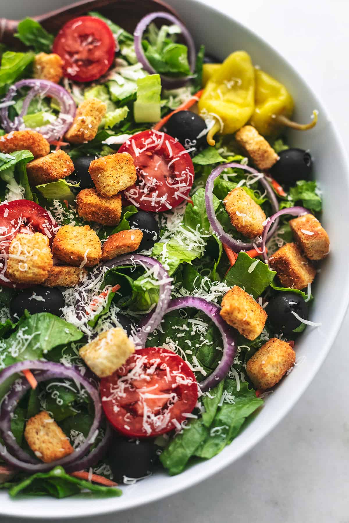 up close salad in a serving platter